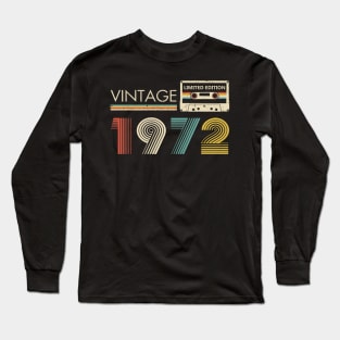 51st Birthday Vintage 1972 Limited Edition Cassette Tape Long Sleeve T-Shirt